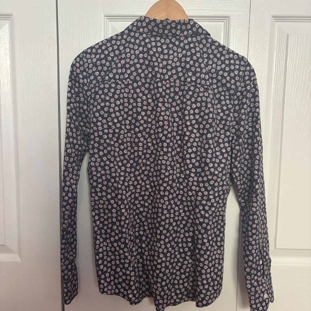 Brooks Brothers Navy Floral Button-Down Shirt with Pink Accents - Picture 3 of 7